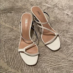 White Zara heeled sandals